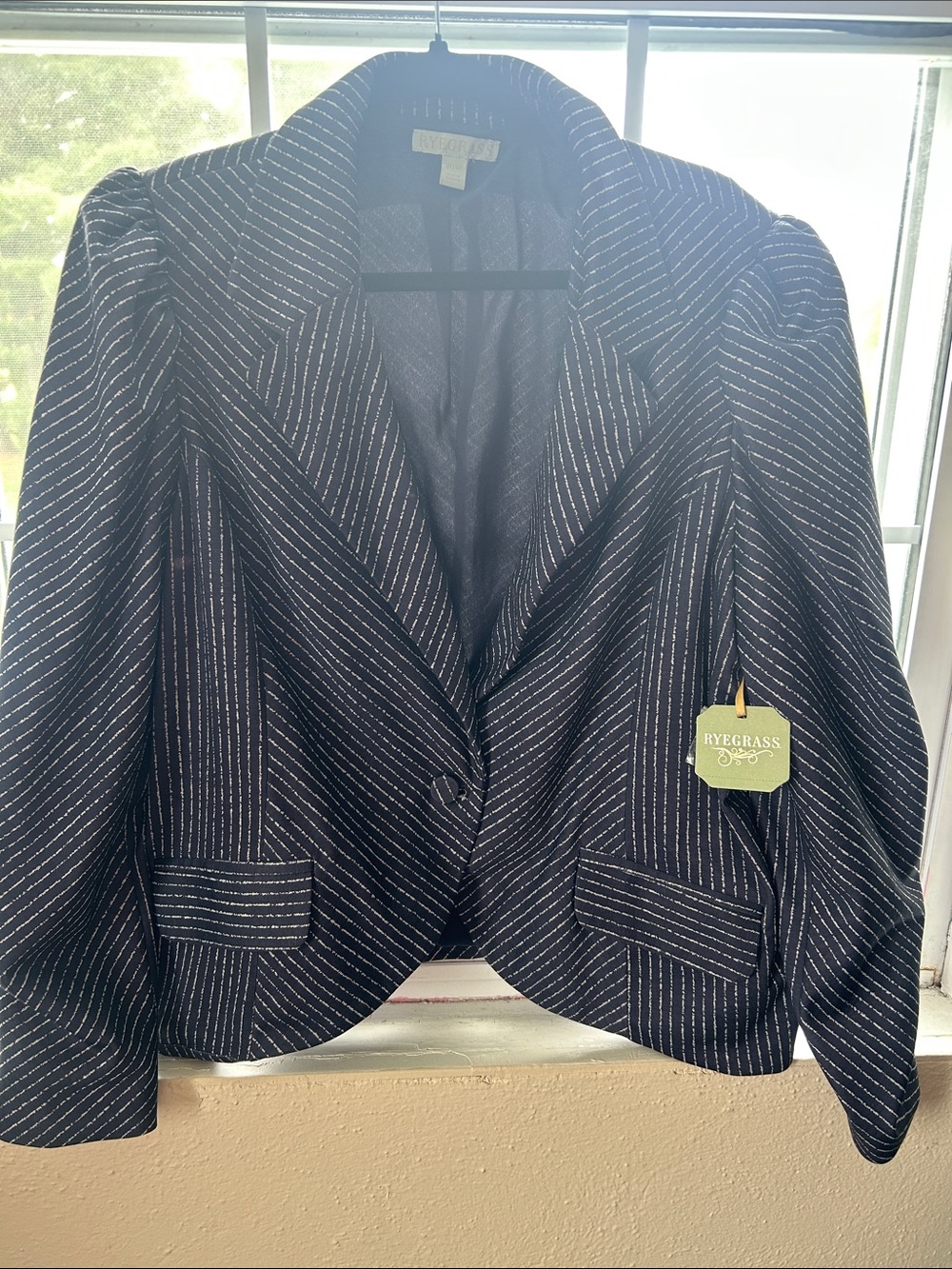 Women’s Navy Pinstripe Blazer